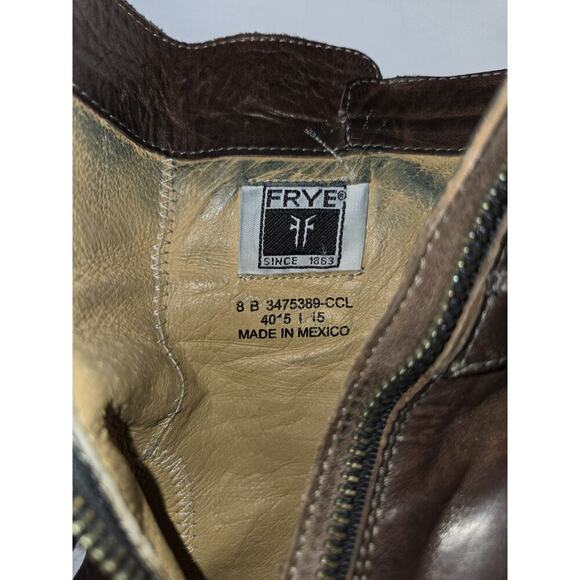 Frye 8 B Woman's 4015 Boots Brown Leather 3" Stacked Heels Ankle - Picture 16 of 16